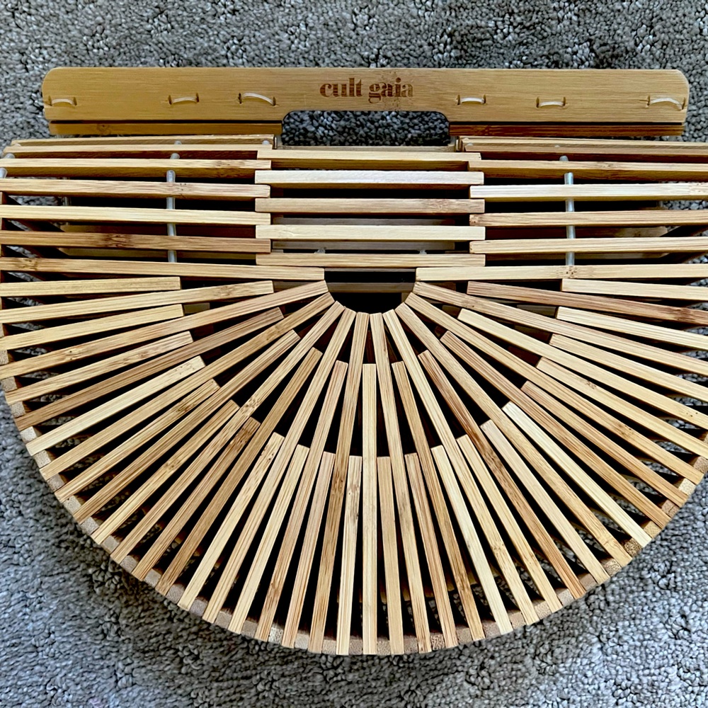 cult gaia Bamboo Arc Handle Clutch in Natural Wood